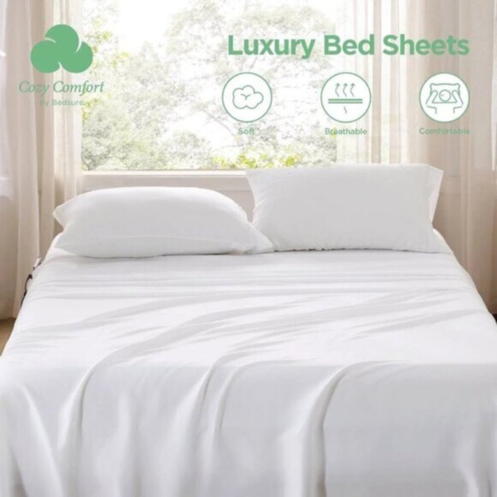 NWT Cozy Comfort King Size Sheet Set White